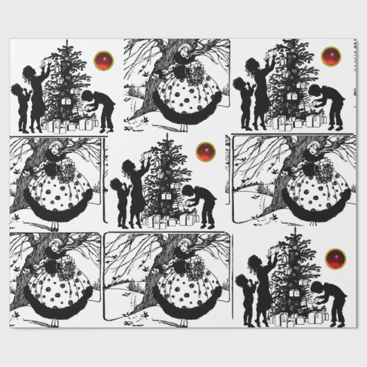 SCHWARZ UND WEISS, Edelsteine Weihnachten Geschenkpapier (Flach)