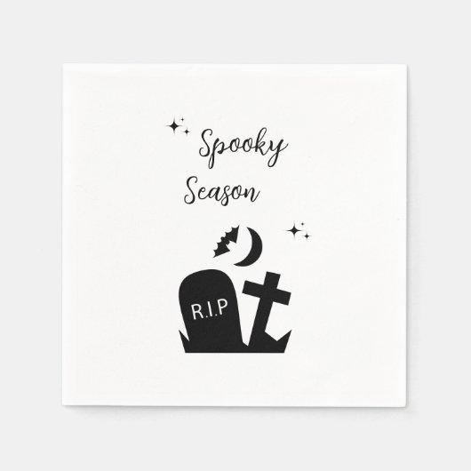 Schwarz und Weiß Edgy Grungy Halloween Napkins Serviette (Vorderseite)