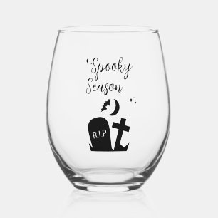 Schwarz und Weiß Edgy Grungy Halloween Weinglas Ohne Stiel