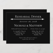 Schwarz und Weiß Einfach Elegante Probe Abendessen Einladung (Vorne/Hinten)