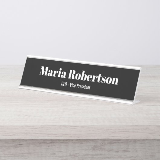 Schwarz und Weiß - einfach und benutzerdefiniert Schreibtischnamensplakette (Vorderseite )