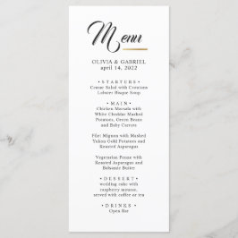 Schwarz und Weiß. Einfache klassische Hochzeit Menükarte