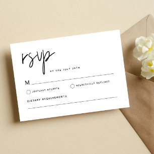 Schwarz und Weiß Einfache Moderne Minimalistische  RSVP Karte