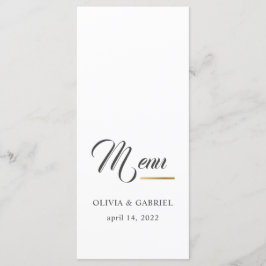 Schwarz und Weiß. Einfaches elegantes Hochzeitsess Menükarte