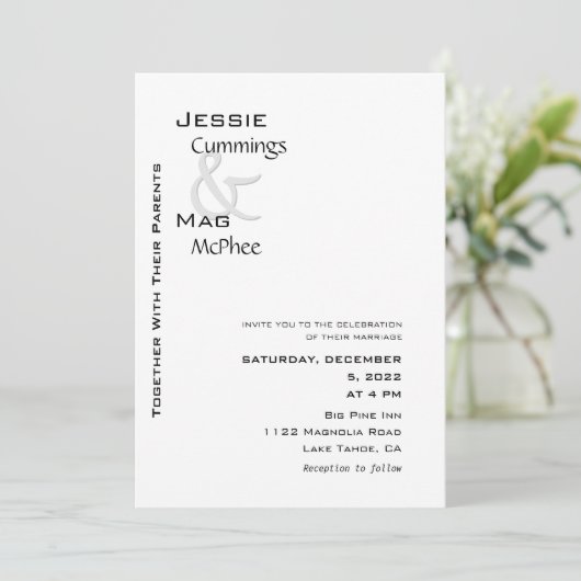 Schwarz und Weiß Einladung (Stehend Vorderseite)