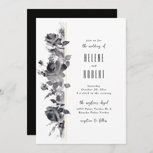 Schwarz und Weiß Einladung (Vorne/Hinten)