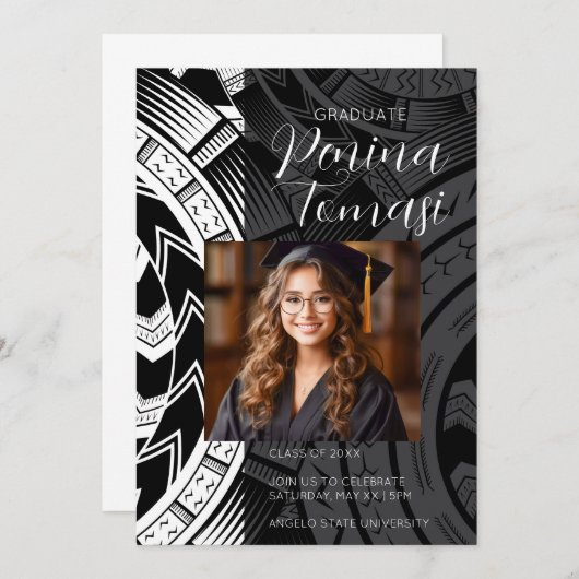 Schwarz und Weiß Einladung (Vorne/Hinten)