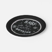 Schwarz und Weiß einzigartig Frohe Weihnachten gem Pappteller (Schrägansicht)