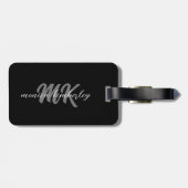 Schwarz und Weiß Elegant Einfach Mit Monogramm Gepäckanhänger (Rückseite horizontal)