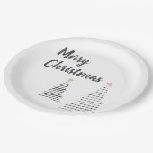 Schwarz und Weiß Elegant Frohe Weihnachtsbaumen Pappteller (Schrägansicht)