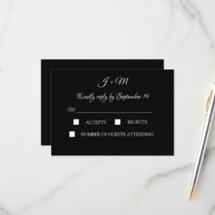 Schwarz und Weiß Elegant Minimalistisch Moderne UA RSVP Karte