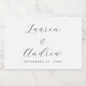 Schwarz und Weiß Elegant Moderne einfache Hochzeit Schaumweinetikett (Einzelnes Label)