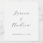 Schwarz und Weiß Elegant Moderne einfache Hochzeit Weinetikett (Einzelnes Label)