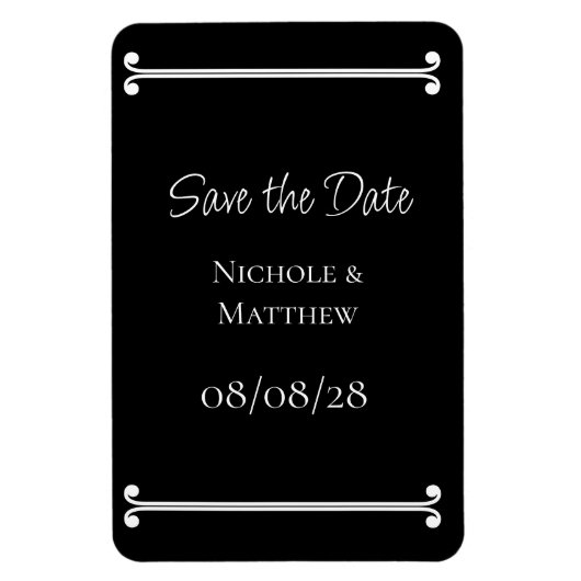 Schwarz und Weiß Elegant Save the Date einfach Magnet (Vertikal)