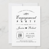 Schwarz und Weiß | Elegante Engagement-Partei Einladung (Vorderseite)