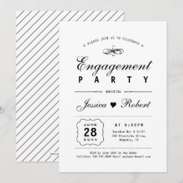 Schwarz und Weiß | Elegante Engagement-Partei Einladung