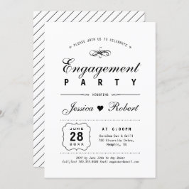 Schwarz und Weiß | Elegante Engagement-Partei Einladung