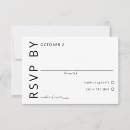 Schwarz und Weiß Elegante Minimalistisch Moderne H RSVP Karte