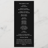 Schwarz und Weiß Elegante Moderne Hochzeit Programm (Rückseite)