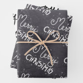 Schwarz und Weiß Elegante Script Frohe Weihnachten Geschenkpapier Set (Beispiel)