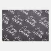 Schwarz und Weiß Elegante Script Frohe Weihnachten Geschenkpapier Set (Vorderseite)