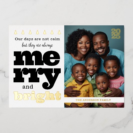 Schwarz und Weiß Foil Funny Merry und Hell Folieneinladung (Vorderseite)