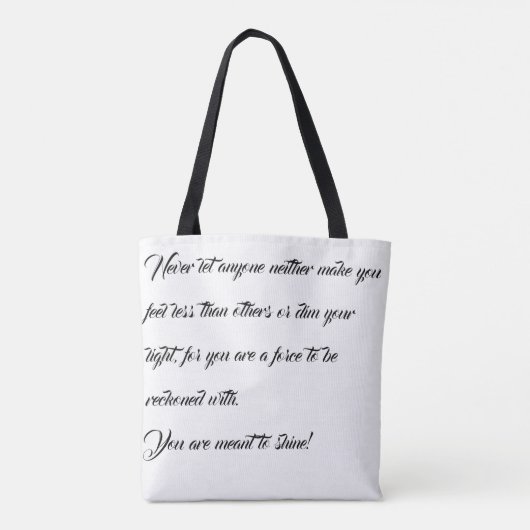 Schwarz und Weiß fördern Text Totbeutel Tasche (Rückseite)