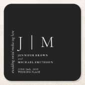 Schwarz und Weiß formell Einfache Hochzeit Rechteckiger Pappuntersetzer (Vorderseite)