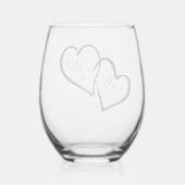 Schwarz und Weiß | Frau Modern Monogram Wedding Weinglas Ohne Stiel (Rückseite)