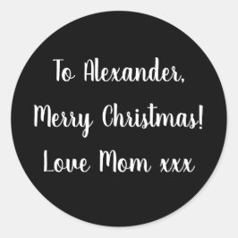 Schwarz und Weiß frohe Weihnachten aus der Mama Ge Runder Aufkleber