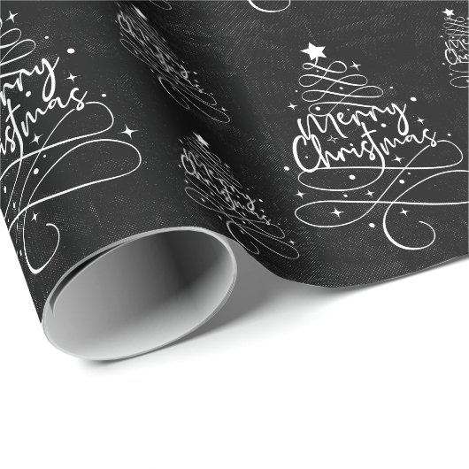 Schwarz und Weiß frohe Weihnachten Geschenkpapier (Rolleneckpunkt)