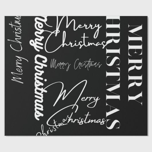 Schwarz und Weiß Frohe Weihnachten Geschenkpapier (Flach)