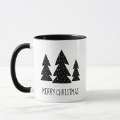 Schwarz und Weiß frohe Weihnachten Whimsical Woodl Tasse (Links)