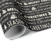 Schwarz und Weiß frohe Weihnachts Retro Typografie Geschenkpapier (Rolleneckpunkt)