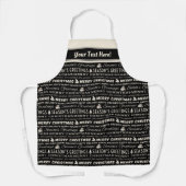 Schwarz und Weiß frohe Weihnachts Retro Typografie Schürze (Vorderseite)