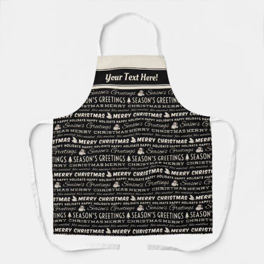 Schwarz und Weiß frohe Weihnachts Retro Typografie Schürze (Vorderseite)