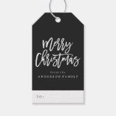 Schwarz und Weiß frohe Weihnachts-Weihnachtskrippe Geschenkanhänger (Vorderseite)