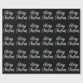 Schwarz und Weiß frohe Weihnachtskalligraphie Geschenkpapier (Flach)