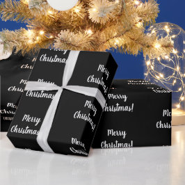Schwarz und Weiß frohe Weihnachtstypografie Geschenkpapier