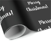 Schwarz und Weiß frohe Weihnachtstypografie Geschenkpapier (Rolleneckpunkt)