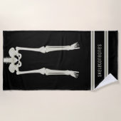 Schwarz und Weiß Funny Skeleton Legs Strandhandtuc Strandtuch (Vorderseite)