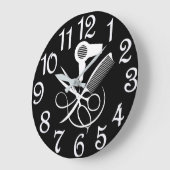 Schwarz und Weiß für Schönheitssalon Große Wanduhr (Winkel)