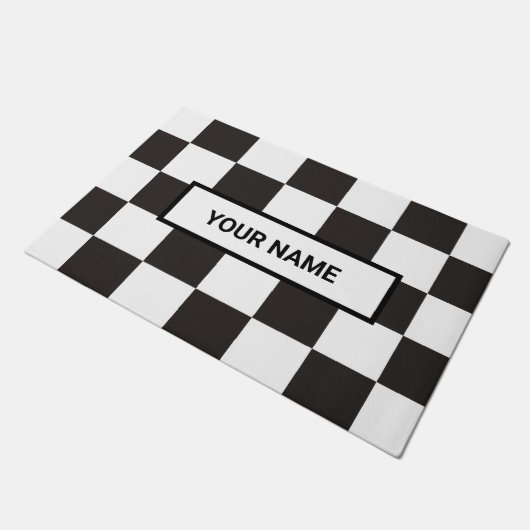 Schwarz und Weiß Fußmatte (Schrägansicht)