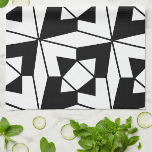 Schwarz und Weiß geometrisch Geschirrtuch