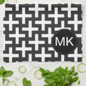 Schwarz und Weiß geometrisch Geschirrtuch (Gefaltet)