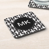 Schwarz und Weiß geometrisch Getränkeuntersetzer (Linke Seite)