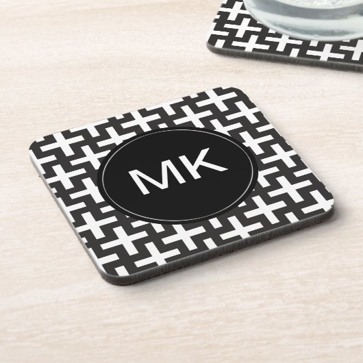 Schwarz und Weiß geometrisch Getränkeuntersetzer (Linke Seite)