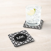 Schwarz und Weiß geometrisch Getränkeuntersetzer (Rechte Seite)