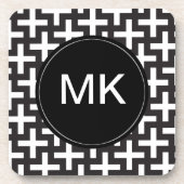 Schwarz und Weiß geometrisch Getränkeuntersetzer (Vorderseite)