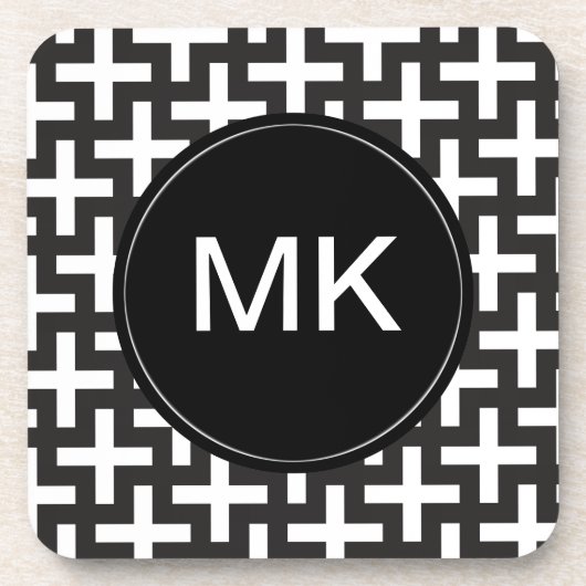 Schwarz und Weiß geometrisch Getränkeuntersetzer (Vorderseite)
